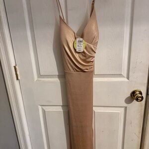 Windsor Shimmering Gold Backless Dress